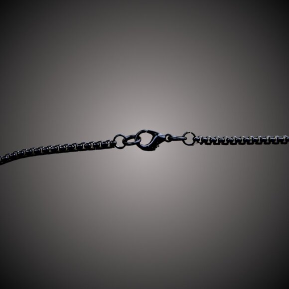 Black Titanium Steel Cross † on Black Stainless Steel Box Chain Necklace - Picture 6 of 8